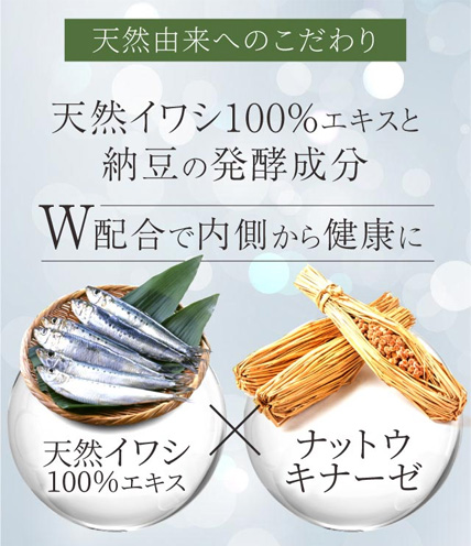 イワシエキスと納豆の発酵成分も配合