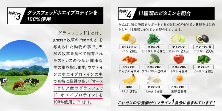 グラスフェッドホエイプロテイン100%使用