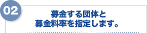 募金する団体と募金料率を指定します。