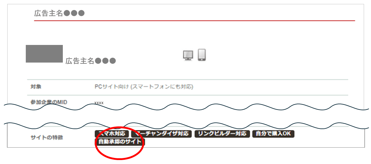 自動提携の広告主表記